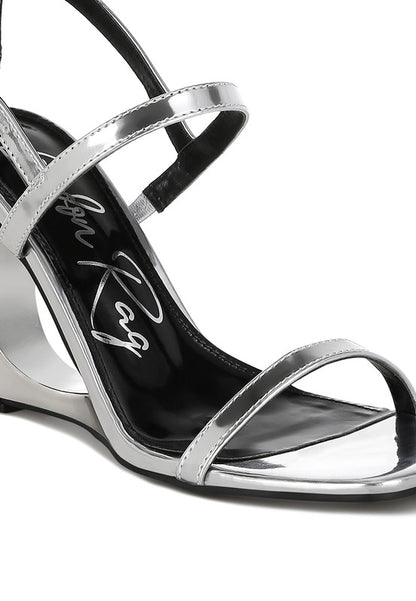 Ladra Metallic Fantasy 3.5" Wedge Heel Sandals - Tigbul's Variety Fashion Shop