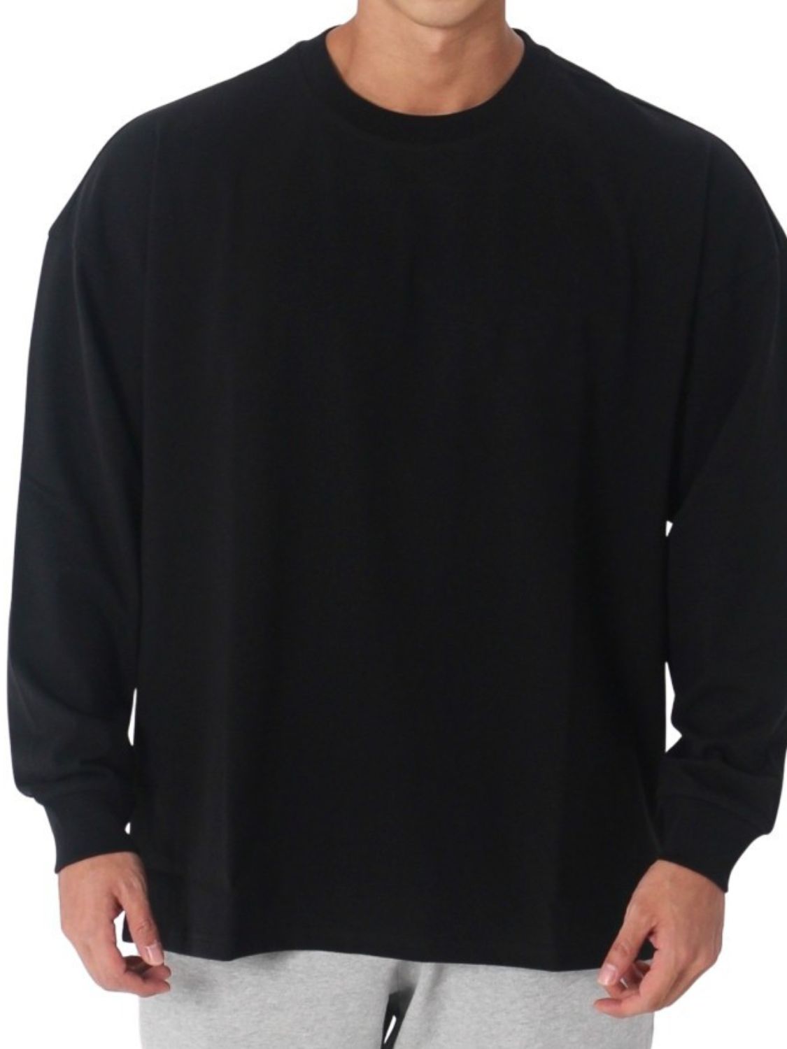 Men's Plus Size Round Neck Long Sleeve T-Shirt - Tigbul's Variety Fashion Shop
