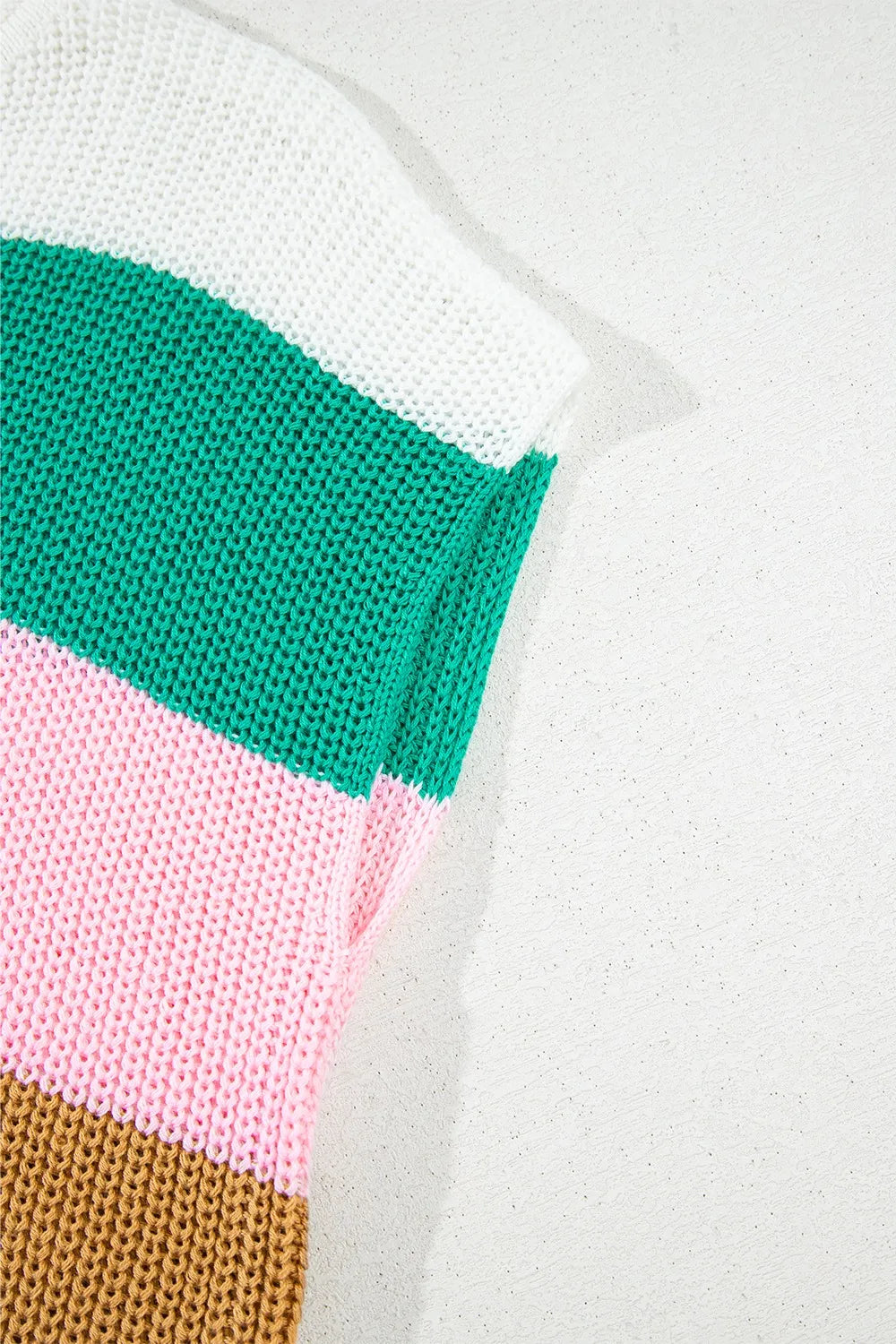Color Block Notched Cap Sleeve Knit Top - Tigbul's Variety Fashion Shop