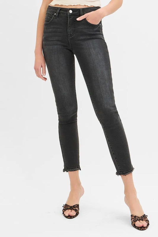 RISEN Full Size Tummy Control Mid Rise Crop Skinny Jeans Plus Size - Tigbul's Variety Fashion Shop