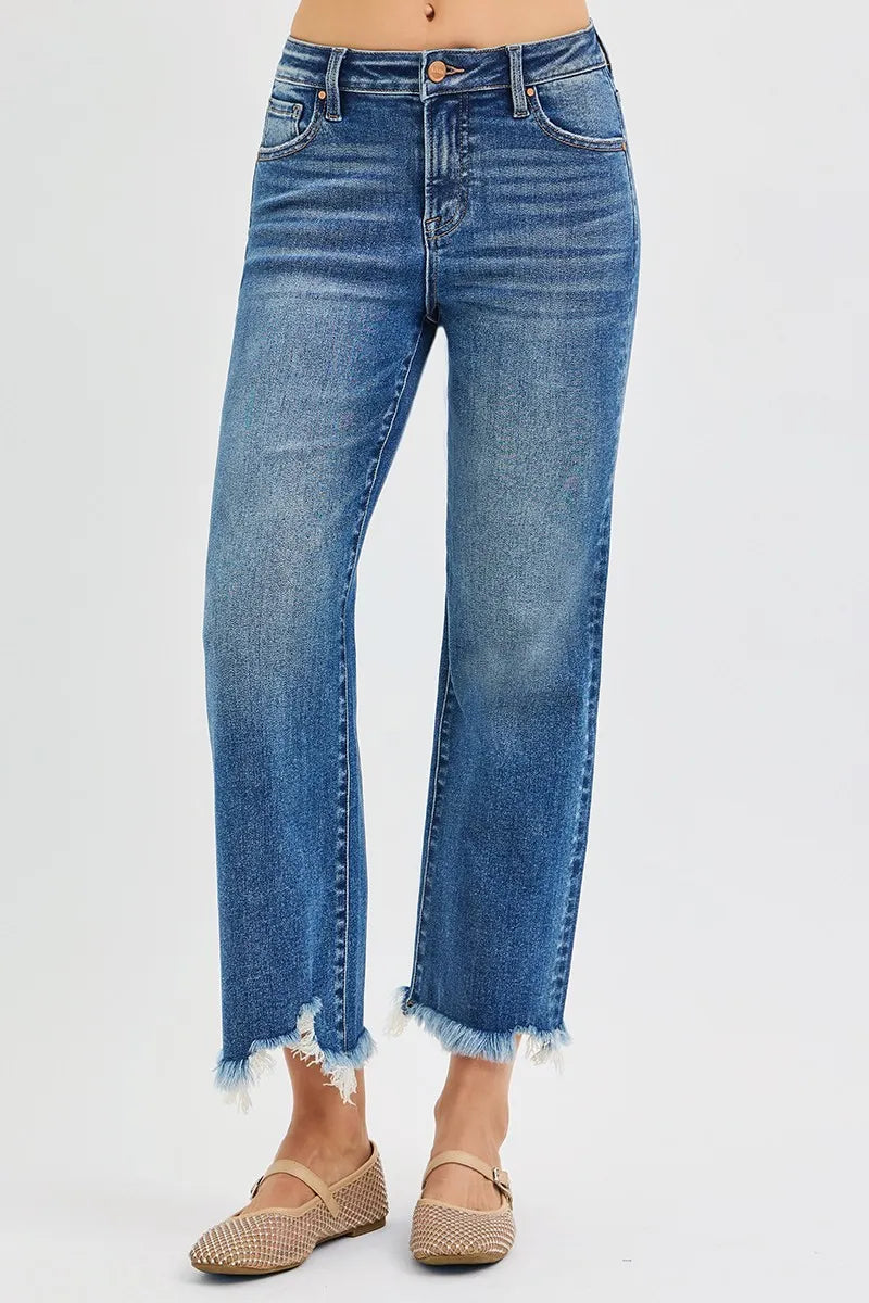 RISEN Full Size Mid Rise Crop Straight Jeans Plus Size - Tigbul's Variety Fashion Shop