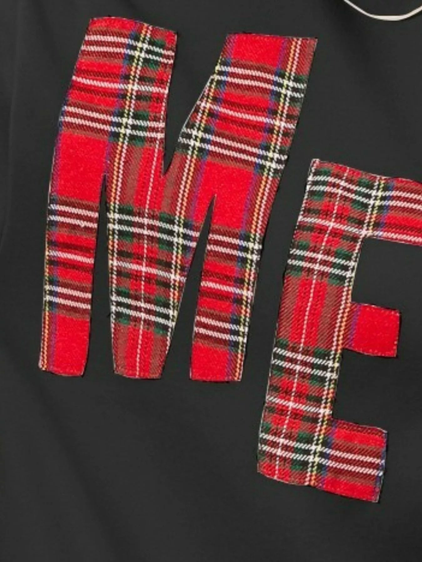 BiBi Plaid Merry Lettering Christmas Fleece Sweatshirt - Tigbul's Variety Fashion Shop