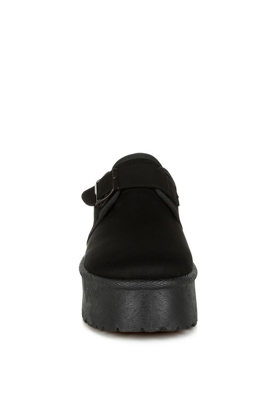 Mayfield Buckle Strap Fur Platform Classic Slip-On - Tigbul's Variety Fashion Shop