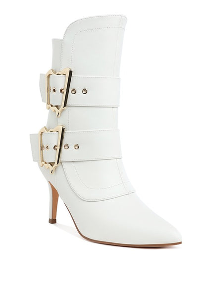 Ebera Chunky Buckle Strap Ankle Boots - Tigbul's Variety Fashion Shop