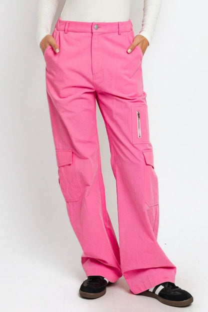 Tasha Apparel High Waisted Wide Leg Cargo Pants with Pockets - Tigbul's Variety Fashion Shop