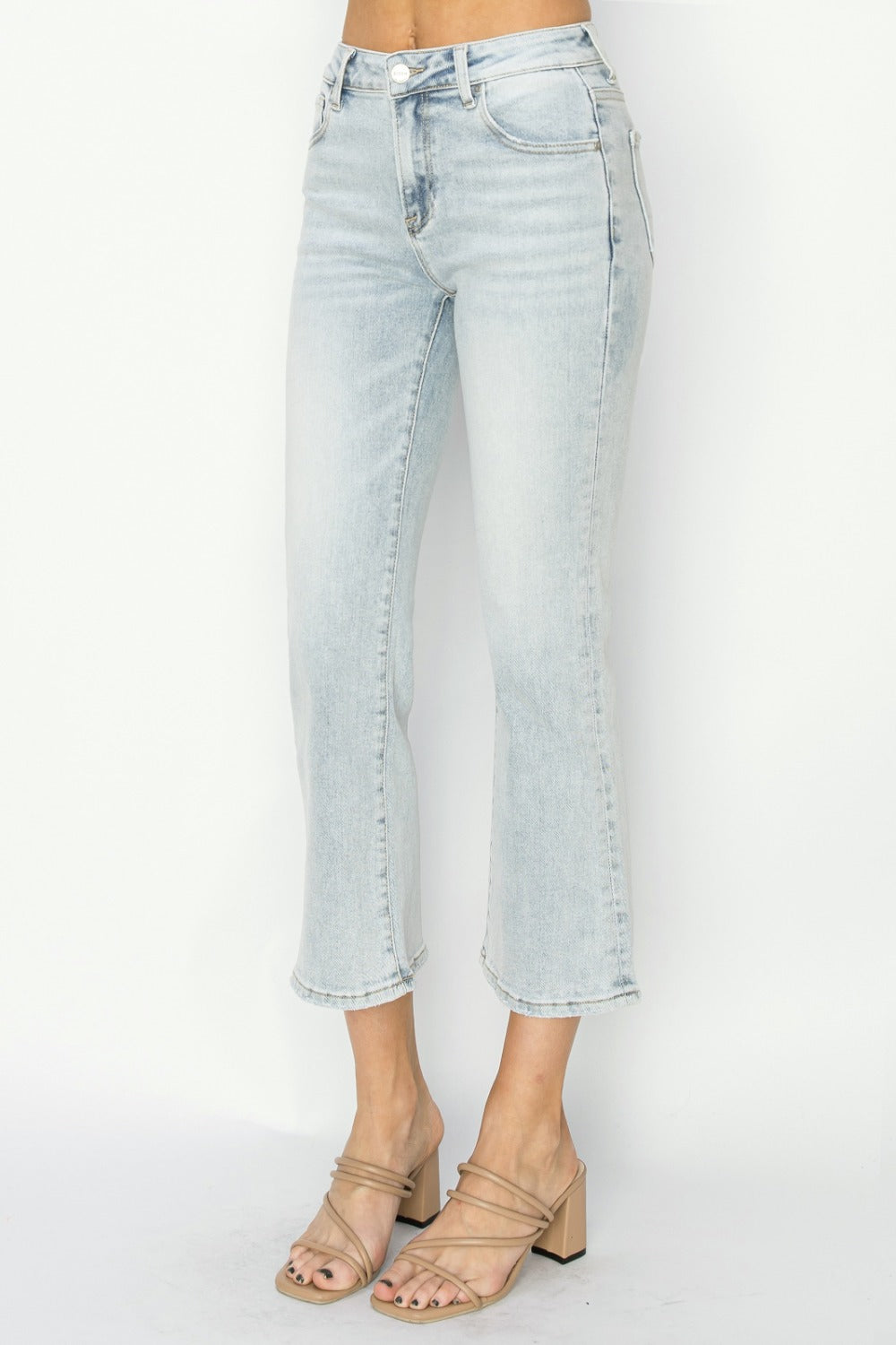 RISEN Full Size Mid Rise Cropped Flare Jeans - Tigbul's Variety Fashion Shop