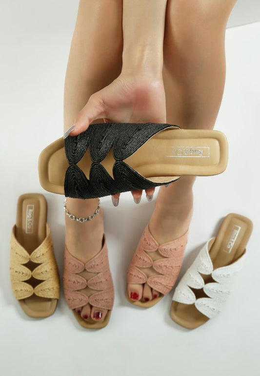 Daisy Doe Raffia Square Toe Flats - Tigbul's Variety Fashion Shop