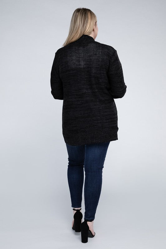 Plus Solid Open Front Cardigan - Tigbul's Variety Fashion Shop
