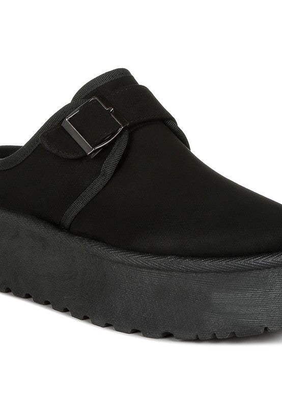 Mayfield Buckle Strap Fur Platform Classic Slip-On - Tigbul's Variety Fashion Shop