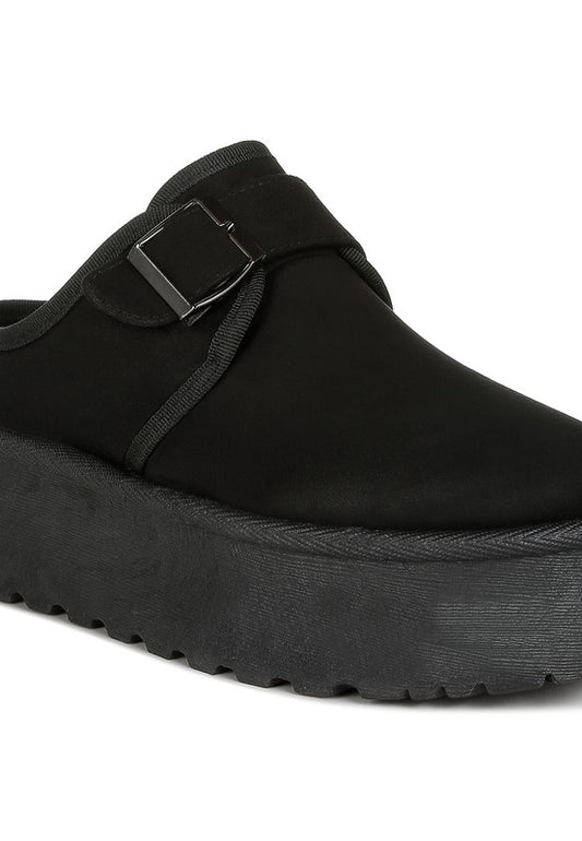 Mayfield Buckle Strap Fur Platform Classic Slip-On - Tigbul's Variety Fashion Shop