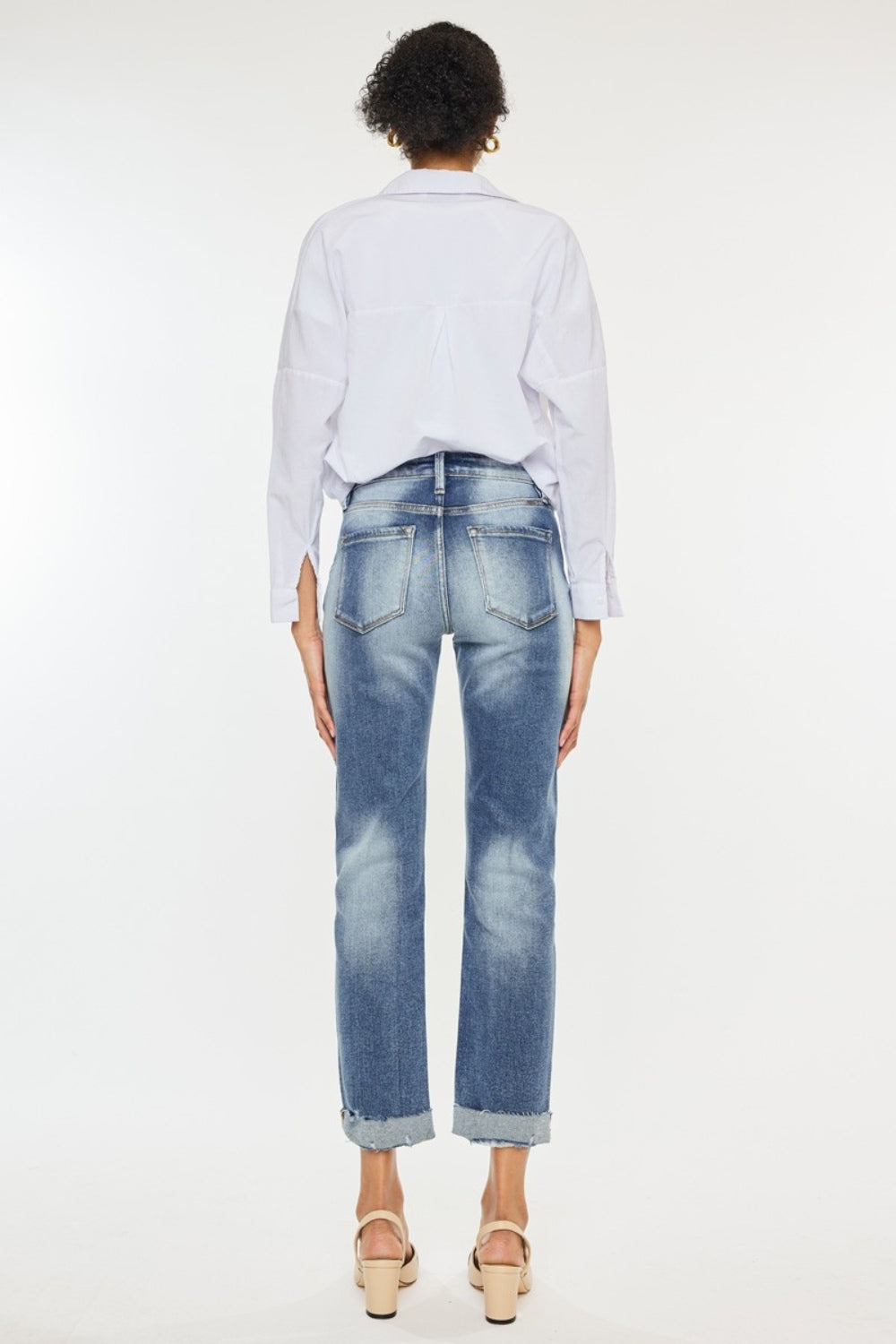 Kancan High Rise Cuffed Straight Jeans - Tigbul's Variety Fashion Shop