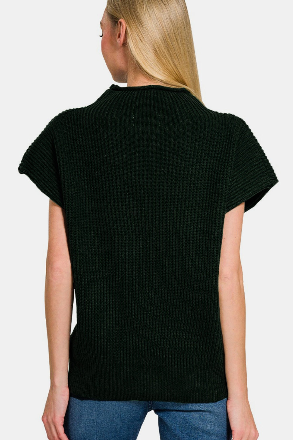 Zenana Short Sleeve Mock Neck Sweater - Tigbul's Variety Fashion Shop