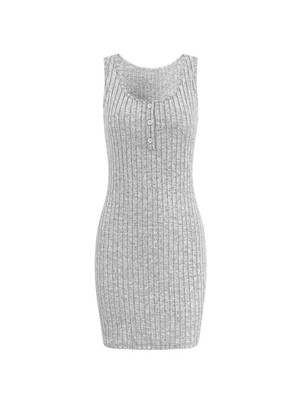 Ribbed Button Front Dress and Cardigan Sweater Set - Tigbul's Variety Fashion Shop