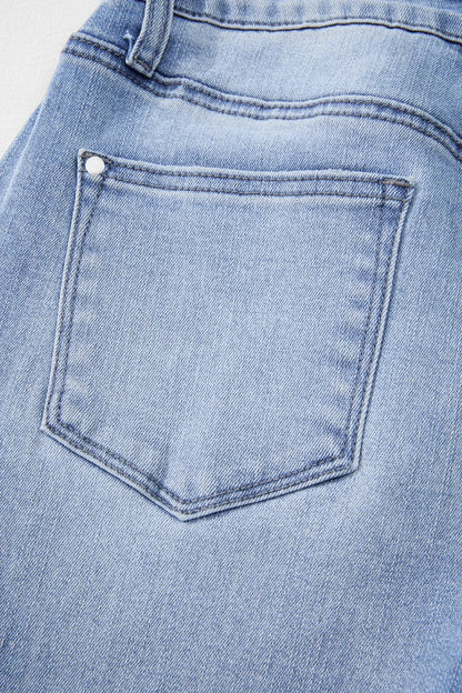Mineral Wash Raw Hem High Waist Flared Jeans - Tigbul's Variety Fashion Shop