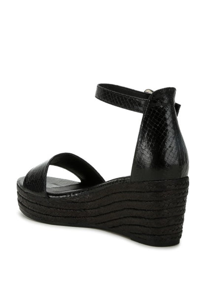 Utah Faux Leather Snake Wedge Espadrilles - Tigbul's Variety Fashion Shop