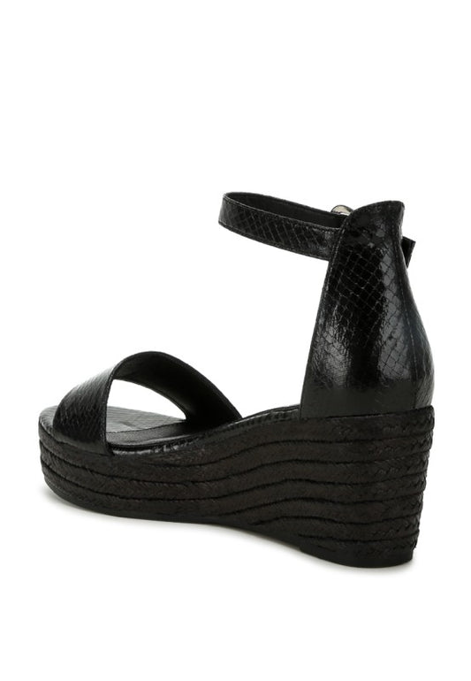 Utah Faux Leather Snake Wedge Espadrilles - Tigbul's Variety Fashion Shop