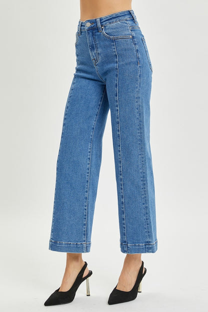 Blue High Rise Wide Leg Jeans - Tigbul's Variety Fashion Shop