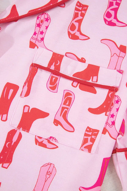 Cowgirl Boots Printed Shirt and Shorts Set - Tigbul's Variety Fashion Shop