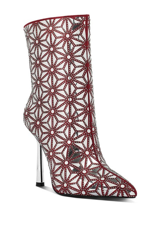 Precious Mirror Embellished High Ankle Boots - Tigbul's Variety Fashion Shop