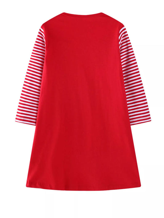 Girls Toddler Christmas Tree With Animals Long Sleeve Dress | Tigbuls