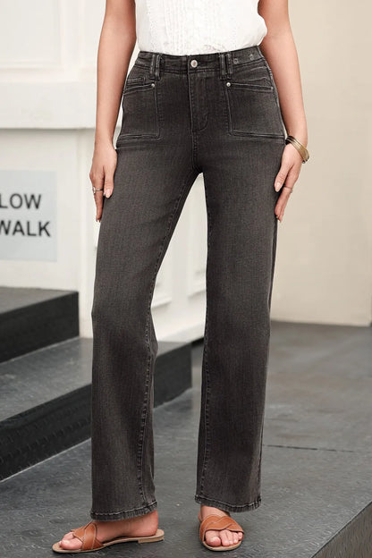 High-Waisted Wide-Leg Vintage Wash Jeans - Tigbul's Variety Fashion Shop