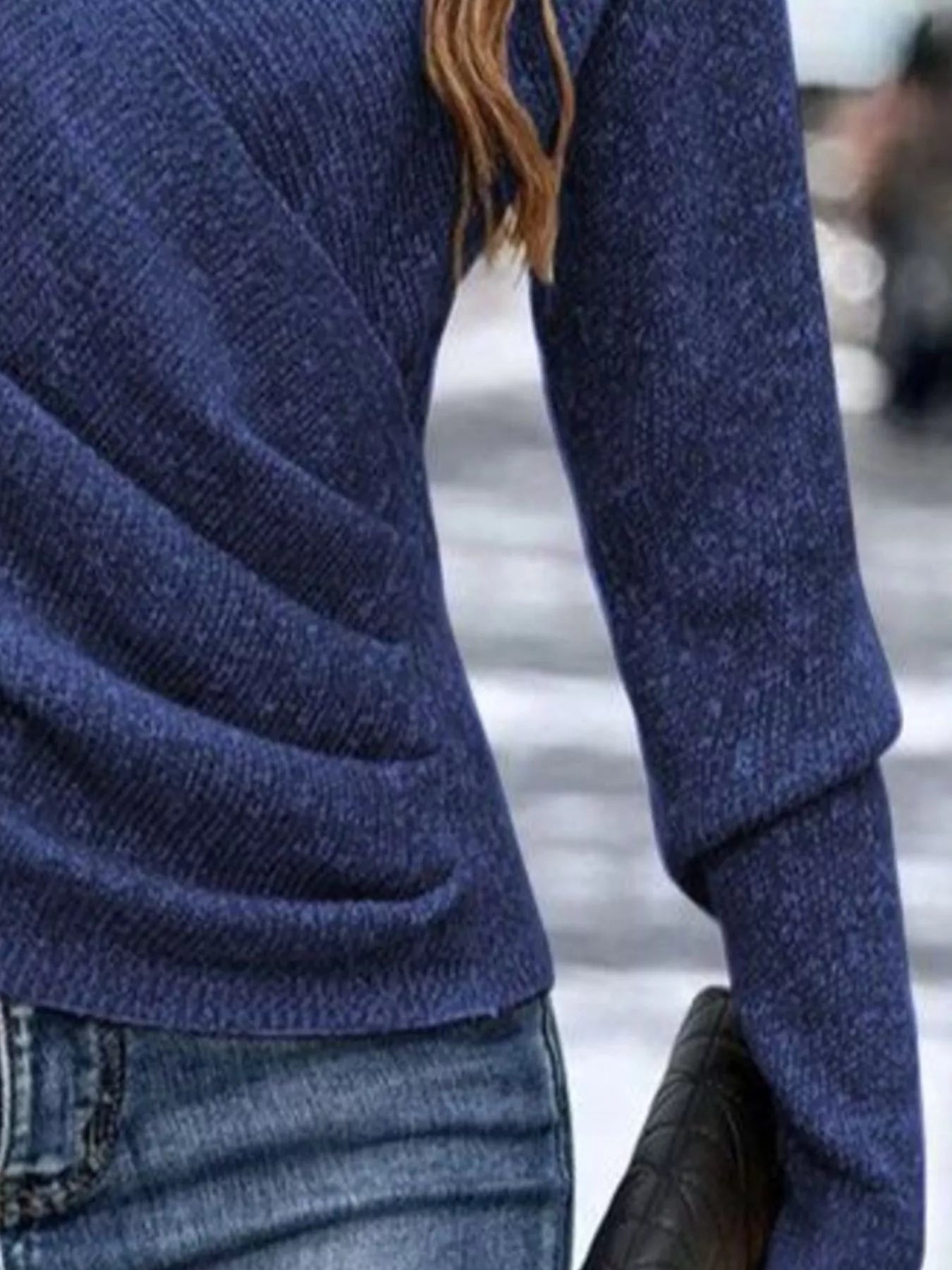 Surplice Long Sleeve Knit Top - Tigbul's Variety Fashion Shop