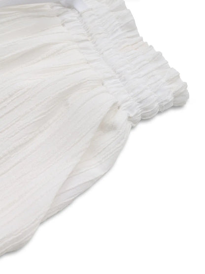 Frill Drawstring White Shorts with Pockets - Tigbul's Variety Fashion Shop