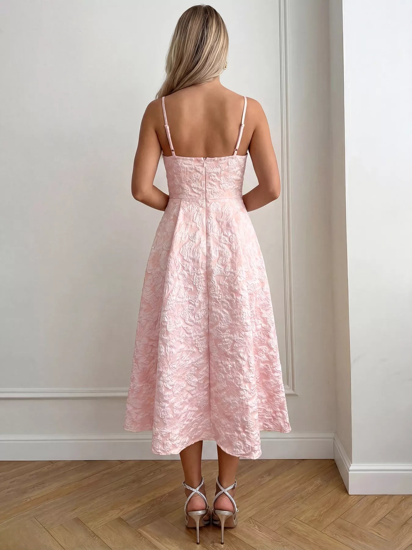 Women's Textured A-Line Spaghetti Strap Midi Dress | Tigbuls Varietyn