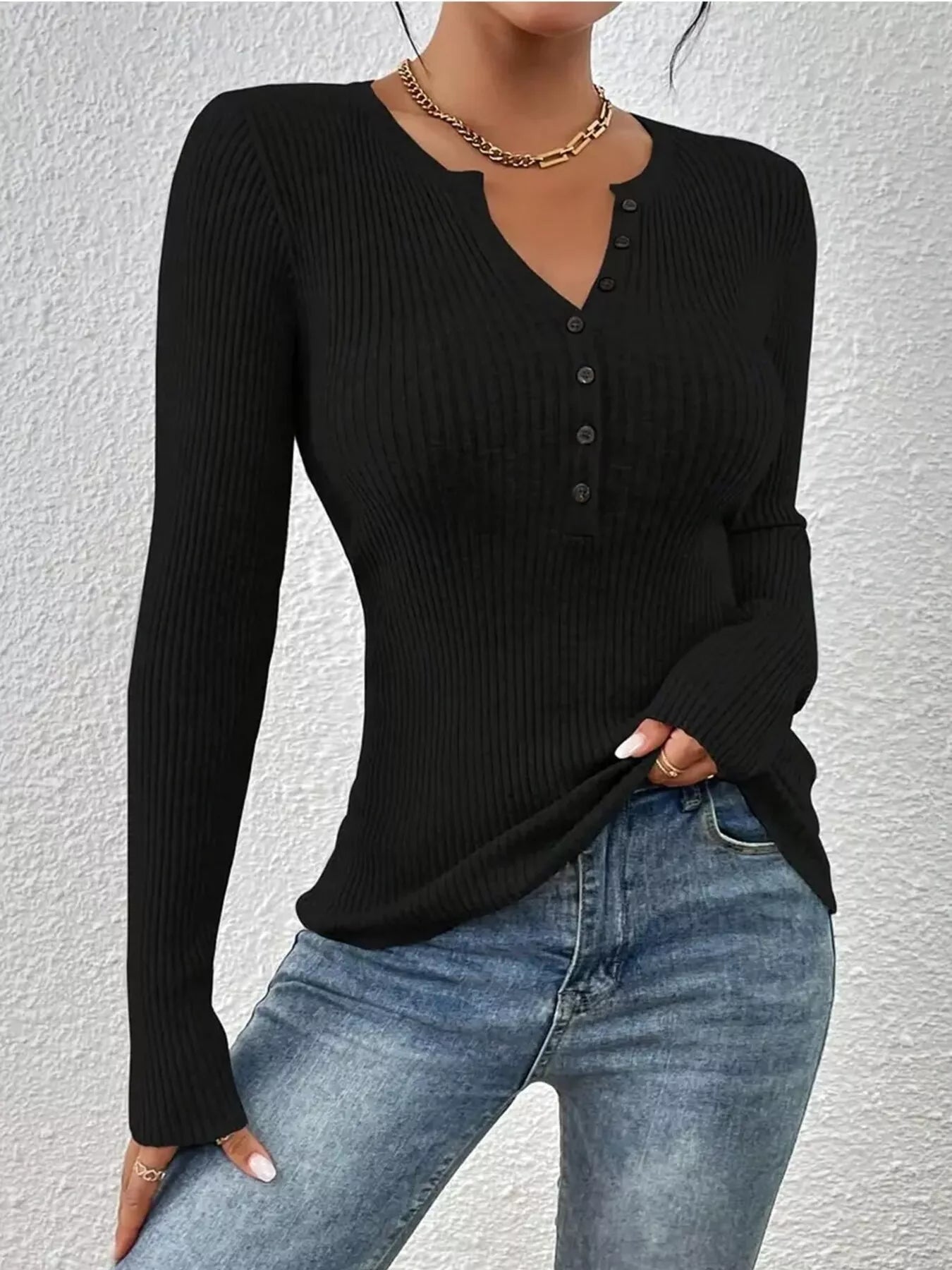 Ribbed Knit Button Front Knit Top - Tigbul's Variety Fashion Shop