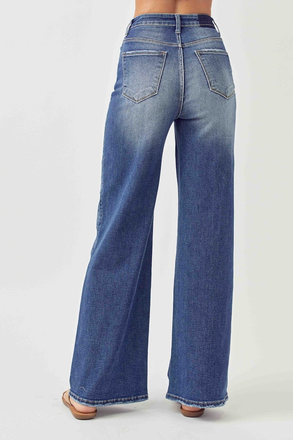 Risen Rise Wide Leg Dark Blue Jeans - Tigbul's Variety Fashion Shop