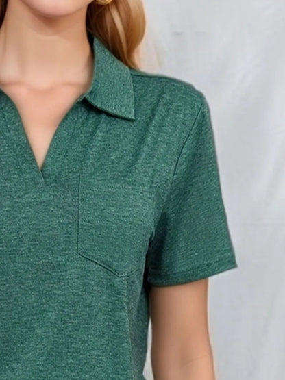 Johnny Collar Short Sleeve Top - Tigbul's Variety Fashion Shop