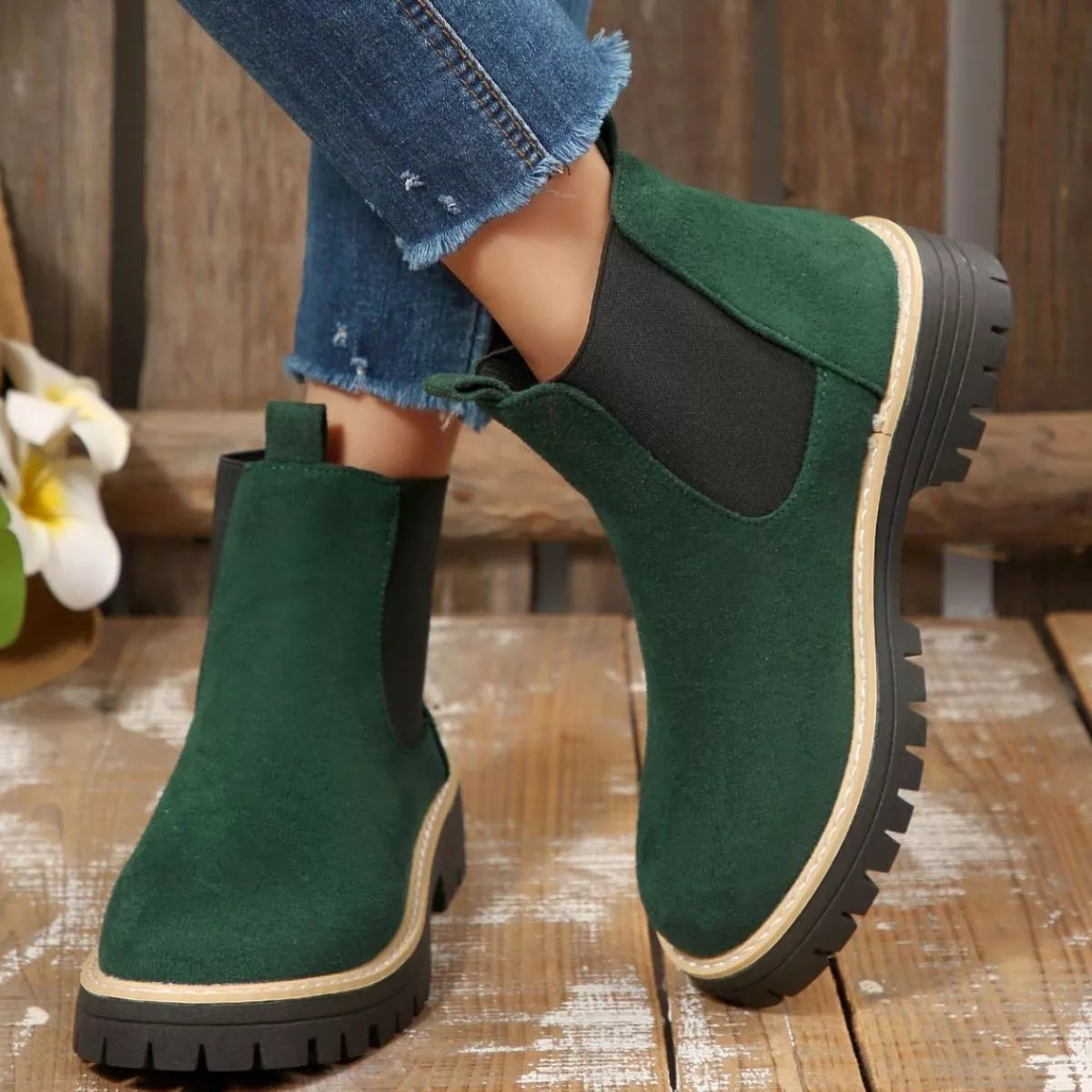 Round Toe Block Heels Boots - Tigbul's Variety Fashion Shop