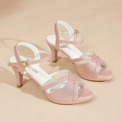 Open Toe Mid Heel Sandals - Tigbul's Variety Fashion Shop