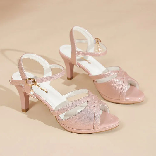 Open Toe Mid Heel Sandals - Tigbul's Variety Fashion Shop