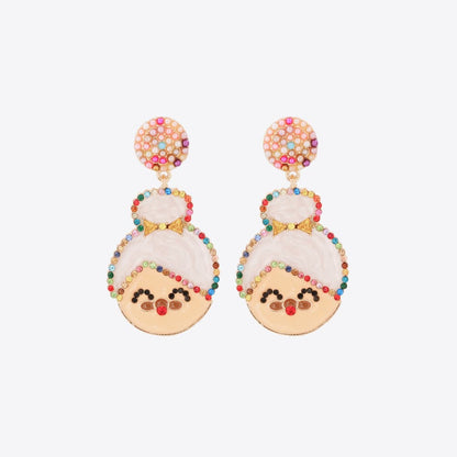 Rhinestone Alloy Mrs. Claus Earrings - Tigbul's Variety Fashion Shop