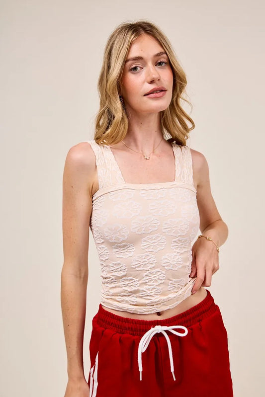 Two Tone Floral Seamless Tank Top - Tigbul's Variety Fashion Shop