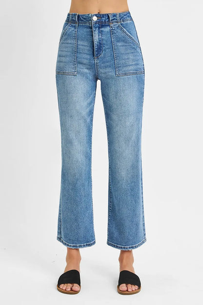 RISEN Full Size High Waisted Bootcut Cropped Jeans Plus Size - Tigbul's Variety Fashion Shop