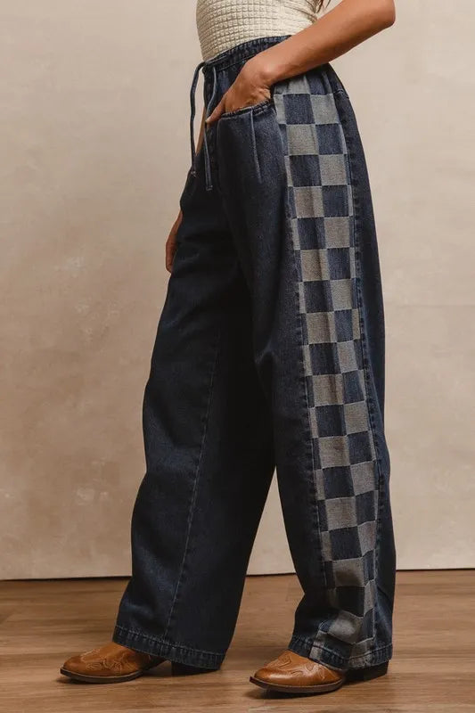 BiBi Washed Denim Mix And Match Long Pants - Tigbul's Variety Fashion Shop