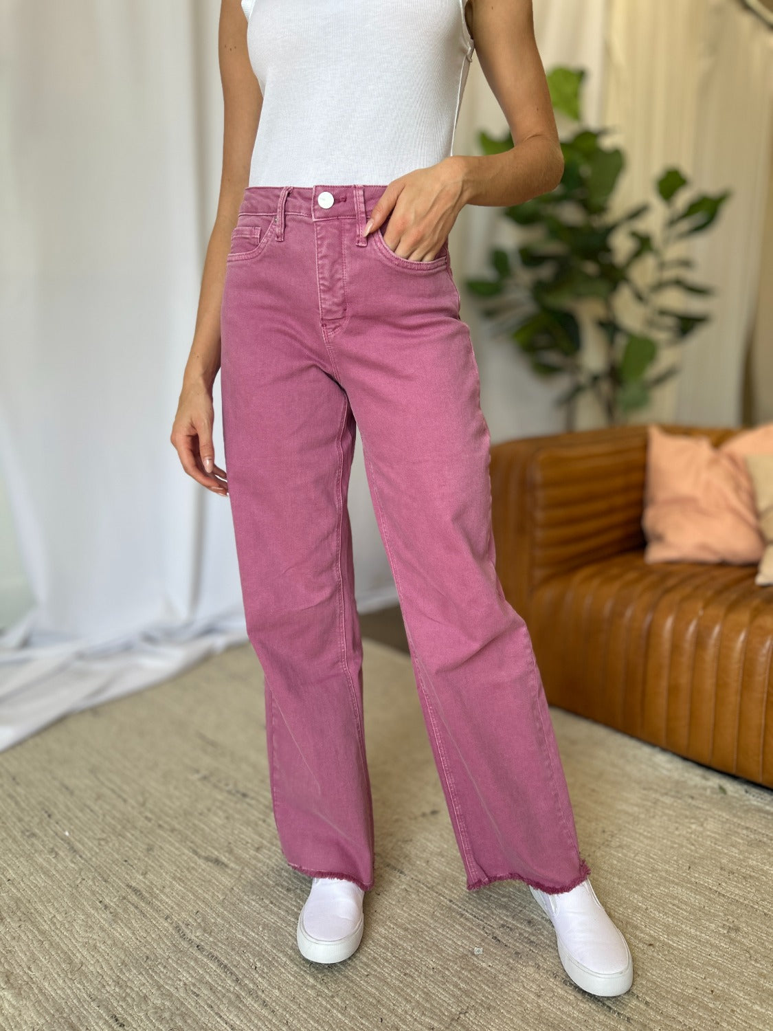 RFM Full Size High Rise Garment Dye Wide Leg  Jeans - Tigbul's Variety Fashion Shop