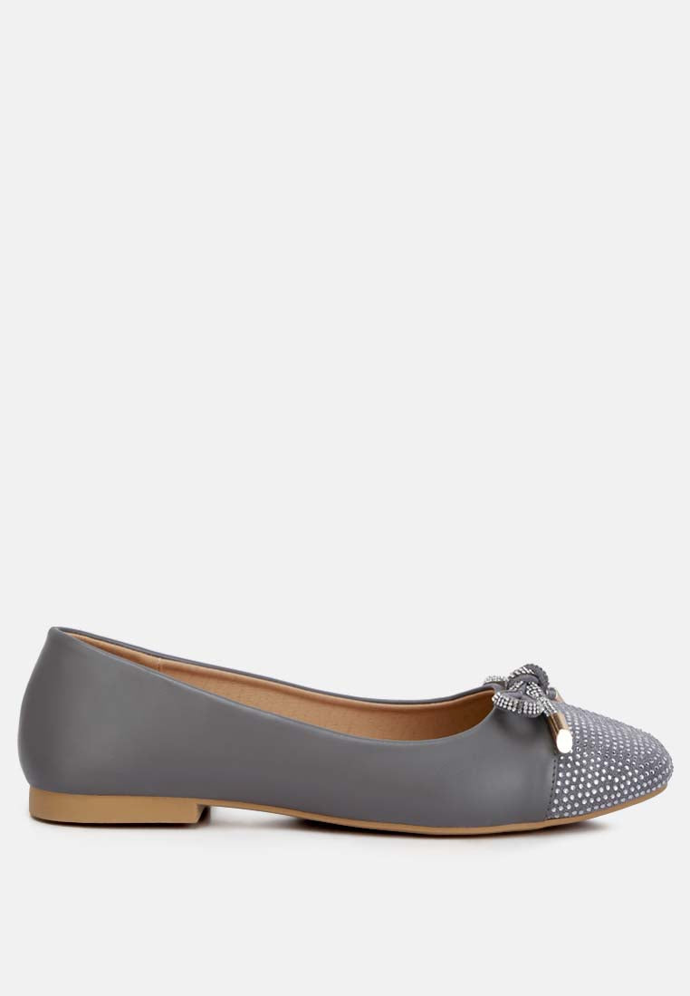 Aine Rhinestones Embellished Toe Cap Ballerinas - Tigbul's Variety Fashion Shop