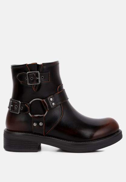 Allux Brushed Faux Leather Pin Buckle Boots - Tigbul's Variety Fashion Shop