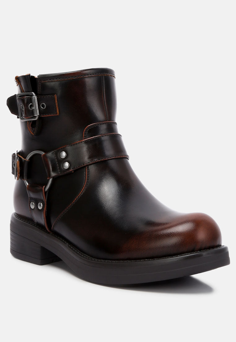 Allux Brushed Faux Leather Pin Buckle Boots - Tigbul's Variety Fashion Shop