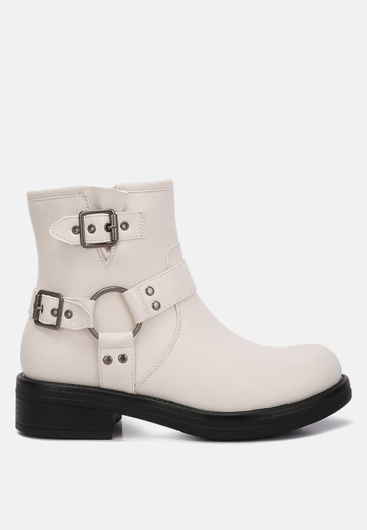 Allux Faux Leather Pin Buckle Boots - Tigbul's Variety Fashion Shop