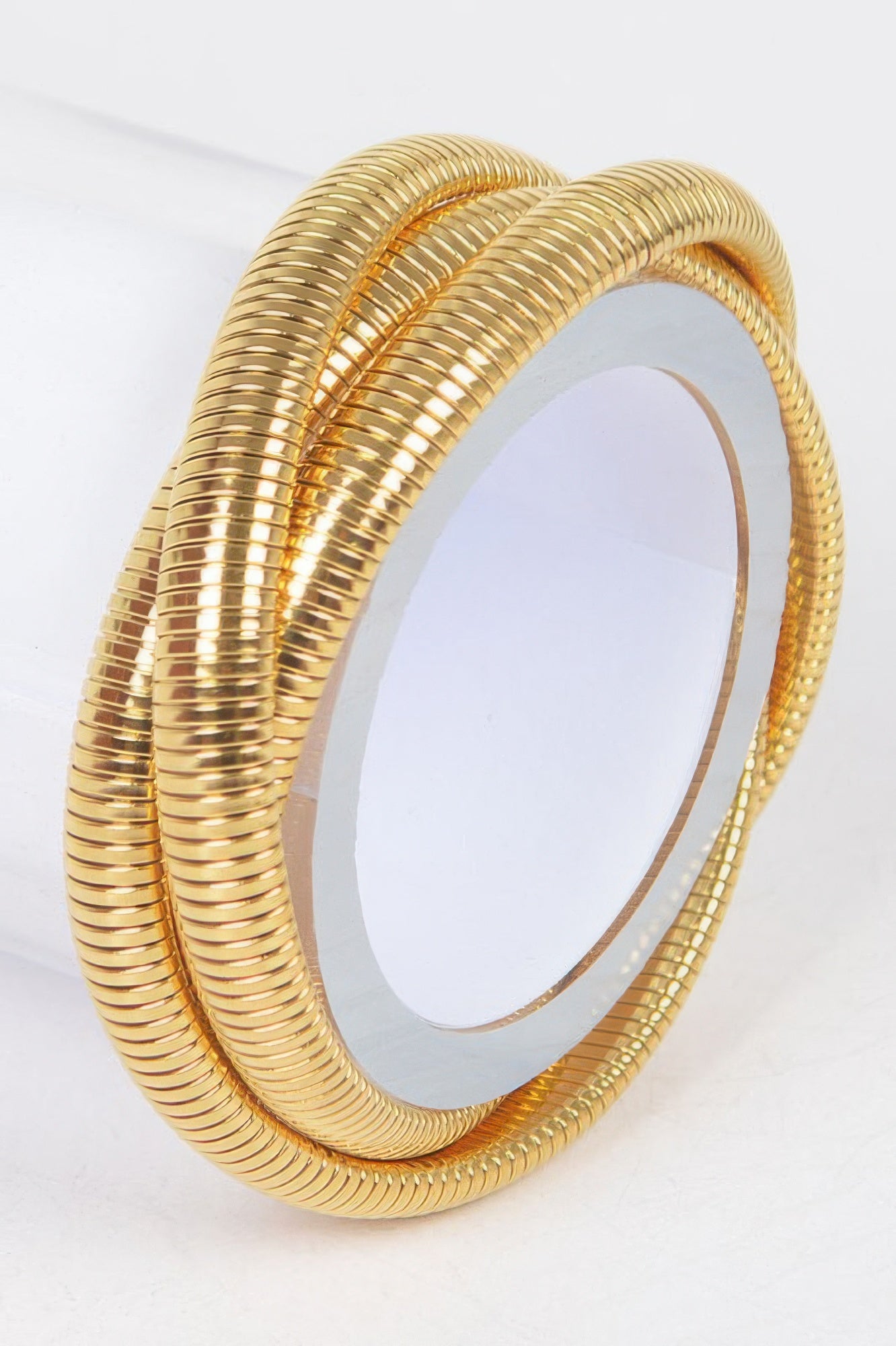 Triple Stretch Chain Bracelet, gold tone metal coiled bangle