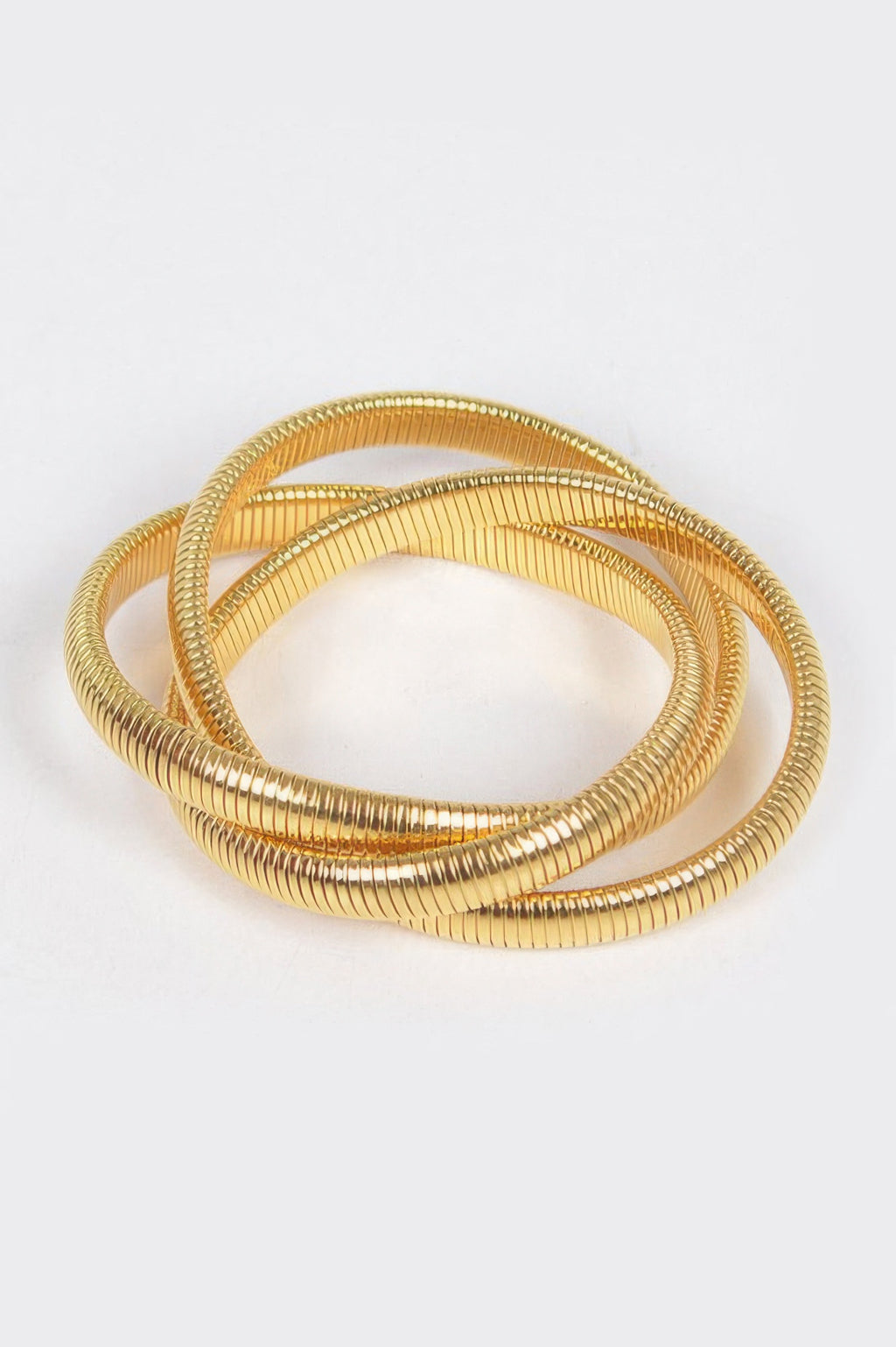 Triple Stretch Chain Bracelet in gold tone, stacked coiled chains