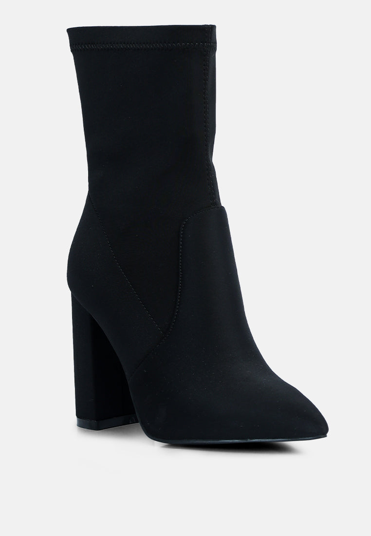 Ankle Lycra Block Heeled Boots