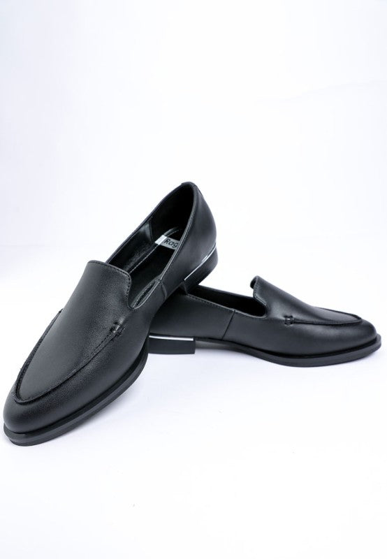 Anna Suede Leather Loafers, Schwarz, Rückansicht mit seitlichem Slip-On-Einstieg