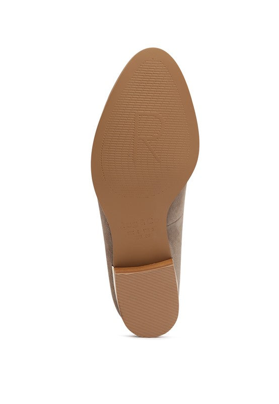 Anna suede leather loafers, taupe suede outsole and heel tread