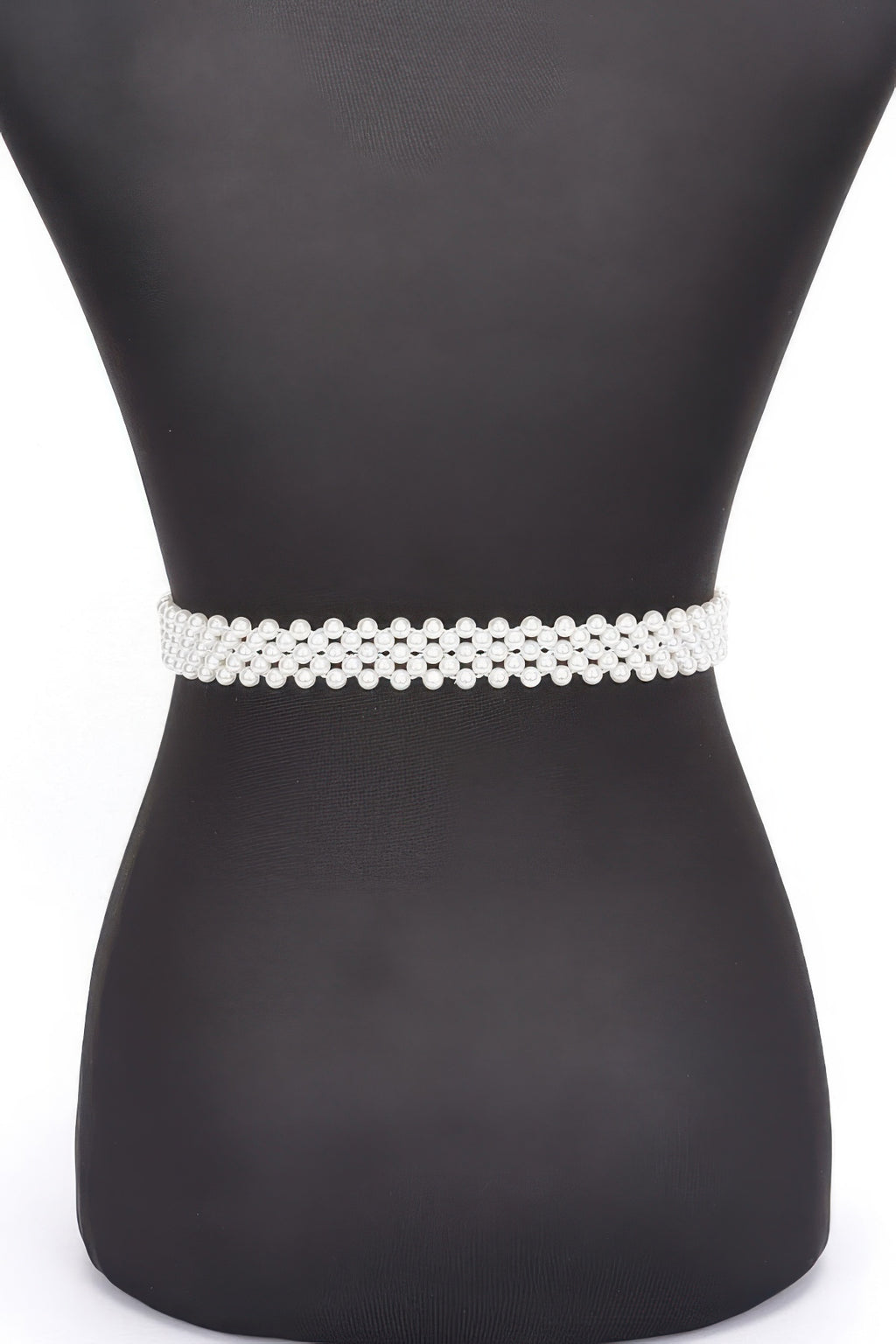 White faux pearl stretch belt band