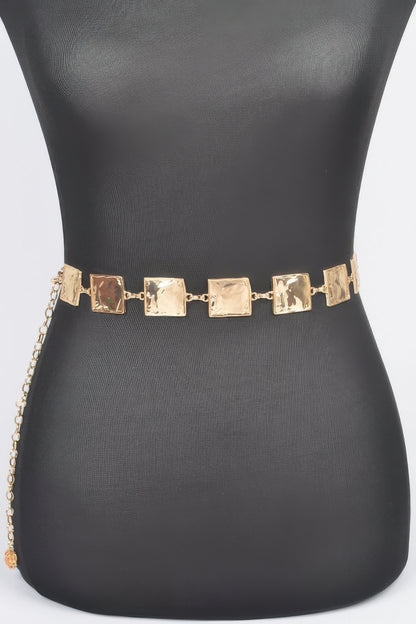 Hammered Square Metal Chain Belt - Tigbul's Variety Fashion Shop